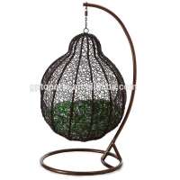 GP Rattan Outdoor Wicker Patio Pod Swing Chair With Cushion and Stand